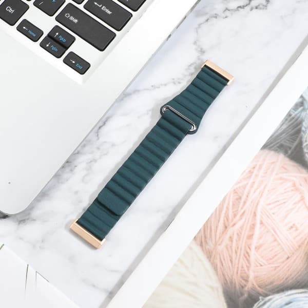 Fitbit Versa 3 aito nahkakellon ranneke - Tummanvihreä Green
