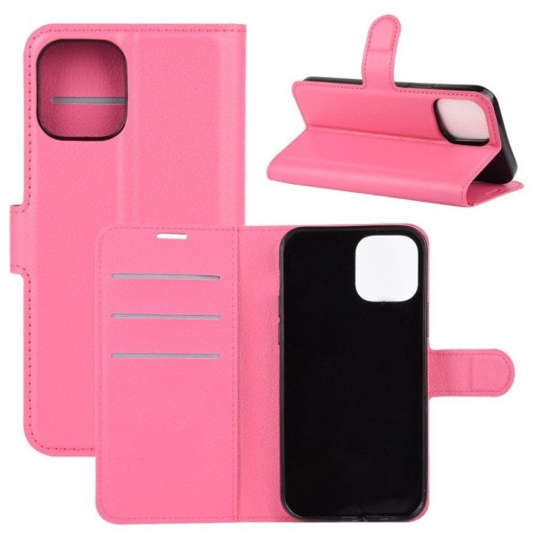 Klassisk iPhone 12 Pro / iPhone 12 flip etui - Pink Pink