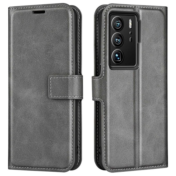Hållbart konstläder ZTE Axon 40 Ultra fodral med plånbok - Silver/Grå Silvergrå