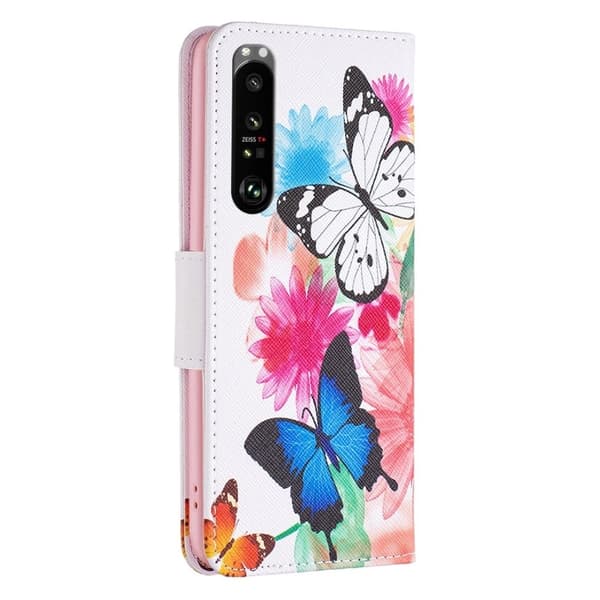 Wonderland Sony Xperia 1 III flip-etui - To Sommerfugler Multicolor