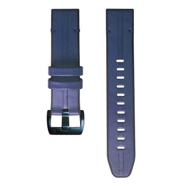 Garmin Fenix 6 / 5 ægte læder + silikone urrem - Midnatsblå Blue