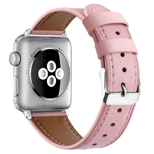 Apple Watch (45mm) Top Layer Cowhide Aitoa Nahkaa Rannekellon Nauha - Pinkki Pink