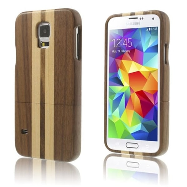 Natural (Ränder) Samsung Galaxy S5 Äkta Träskal Brun