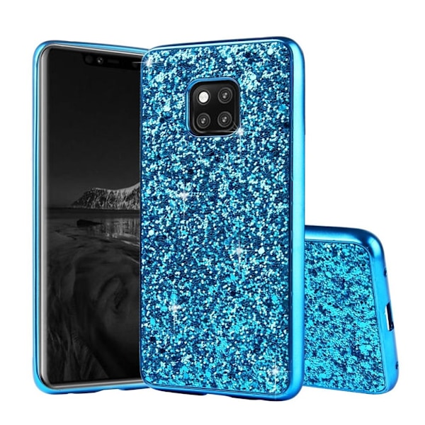 Huawei Mate 20 Pro galvaniserat hybrid plast mobilskal med glitter - Blå Blå