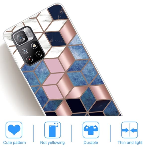 Marmormotiv Xiaomi Redmi Note 11 Pro Plus 5G skal - Blå / Guld Kub multifärg