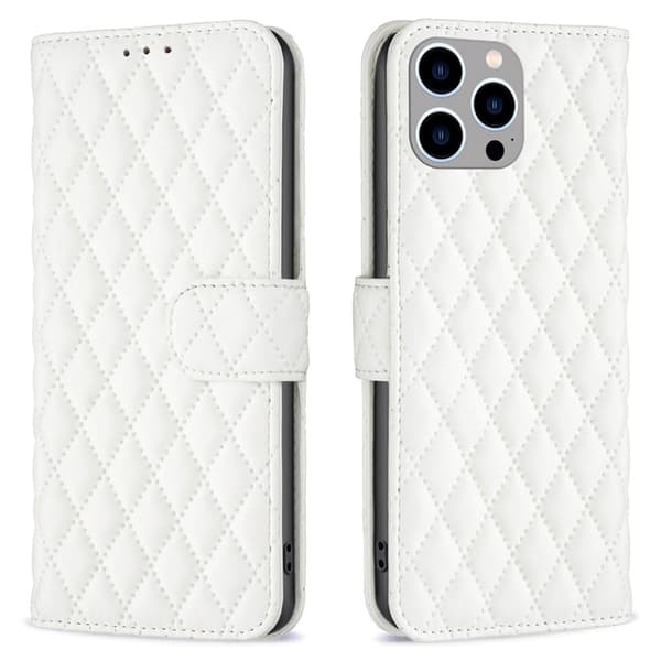 Matt iPhone 15 Pro Max fodral med rombmönster - Vit Vit