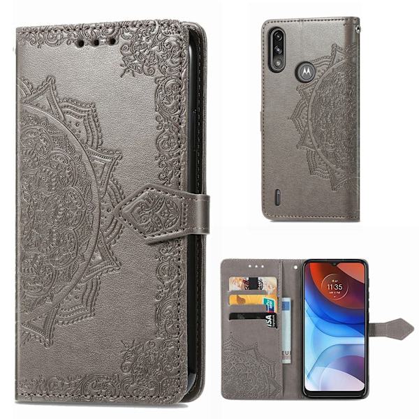 Butterfly Motorola Moto E7 Power Flip Etui - Grå Silver grey