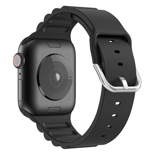 Apple Watch (45 mm) vandret stribet silikoneurrem - Sort Black