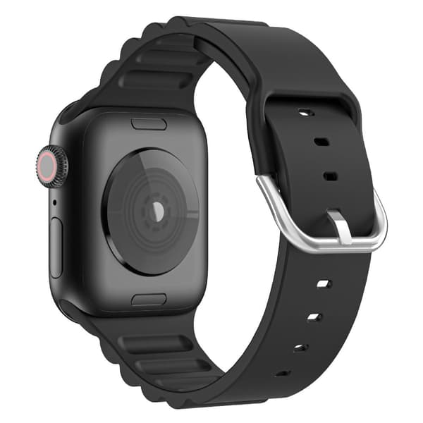 Apple Watch (45mm) vaakasuora raidallinen silikoninen kellonhihna - Musta Black
