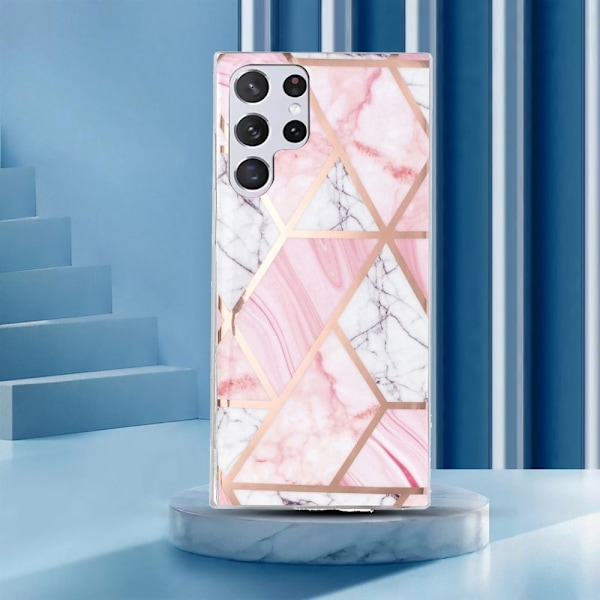 Marmormotiv Samsung Galaxy S22 Ultra skal - Vitt Grus / Rosa Marmor Rosa