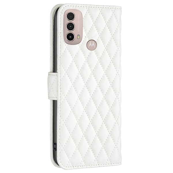 Rhombus Mønster Matte Flip Case til Motorola Moto E30 / E40 - Hvid White