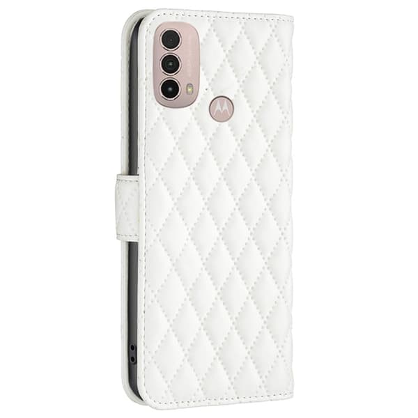 Rombemønster, matt flip-deksel for Motorola Moto E30 / Motorola Moto E40 - Hvit White