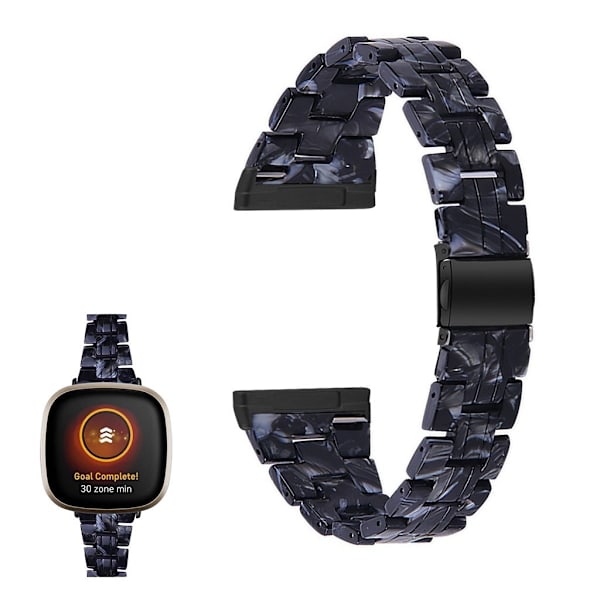Fitbit Sense / Versa 3 hartsikellon ranneke - Musta Mix Black