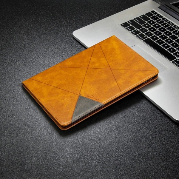 iPad 10.2 (2021) / (2020) / Air (2019) geometric pattern leather Brun