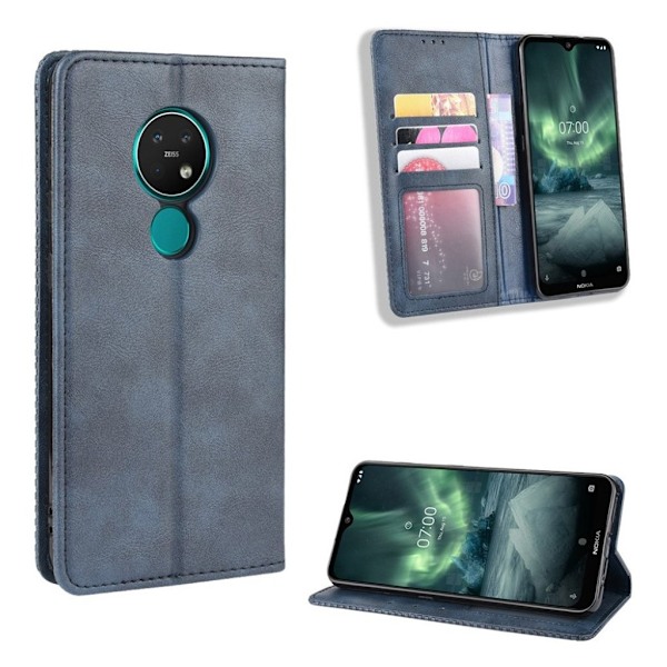Bofink Vintage läder Nokia 6.2 / Nokia 7.2 fodral - Blå Blå