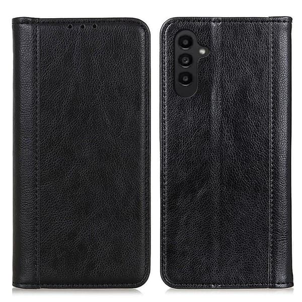 Samsung Galaxy A14 ægte læderetui med magnetisk lukning - Sort Black