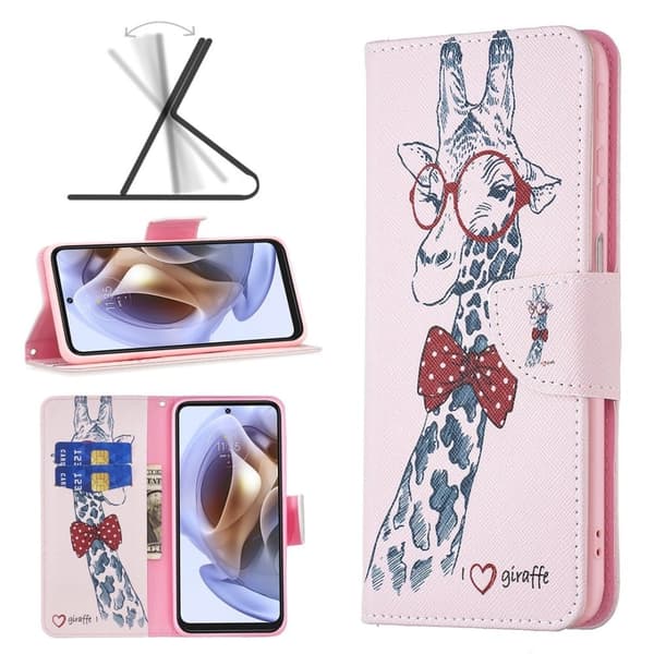 Wonderland Motorola Moto E32 flip etui - Giraf Pink