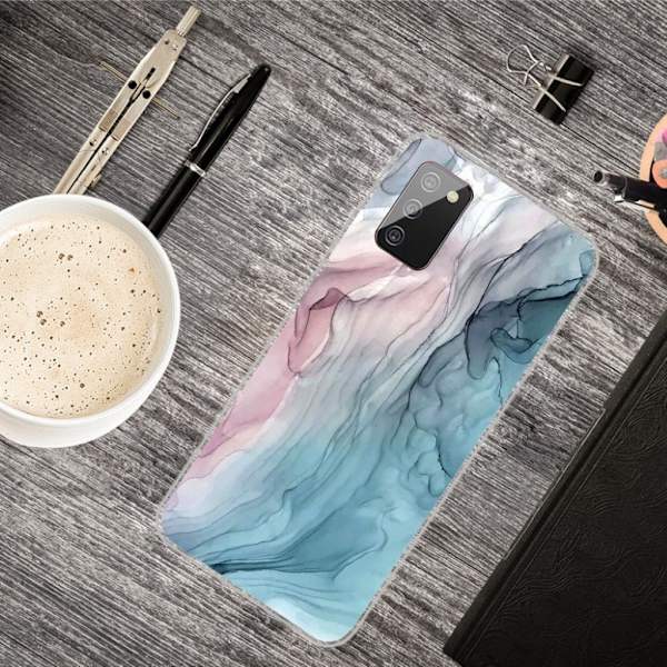 Marble Samsung Galaxy A02s Etui - Rose / Blå Klinkekule Multicolor