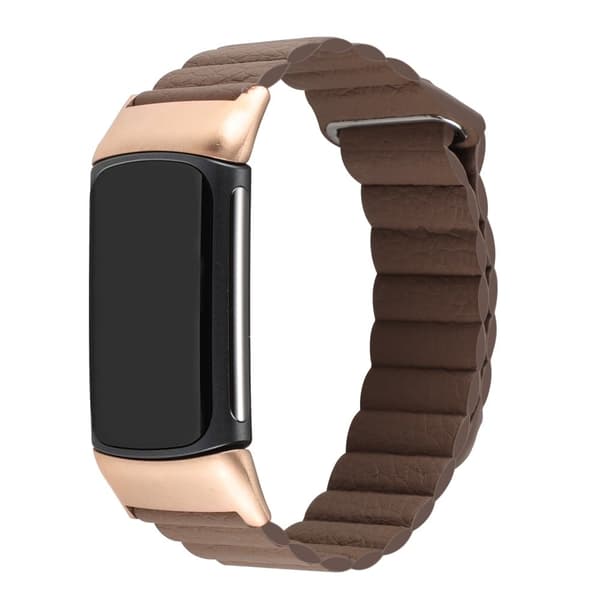 Fitbit Charge 5 klokkerem i ekte skinn - Kaffe Brown