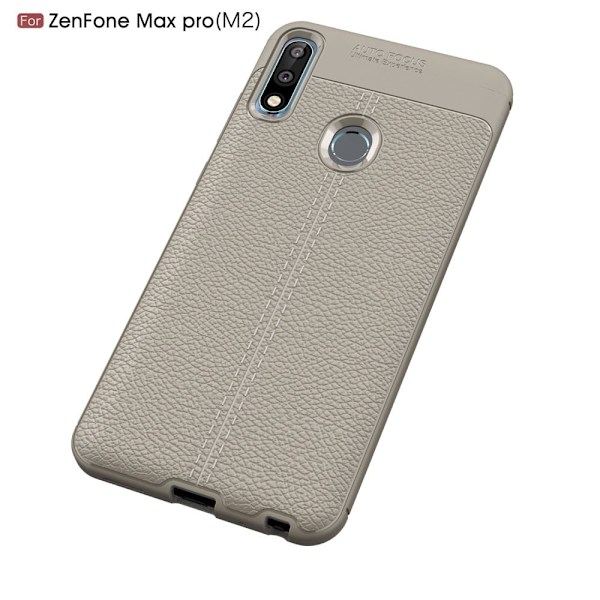 Asus ZenFone Max Pro (M2) litchi tekstur blødt etui - Grå Silver grey