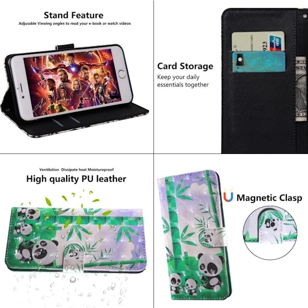 Sony Xperia 10 Plus Skinnetui Med Mønster - Pandaer Multicolor
