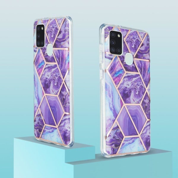 Marble design Samsung Galaxy A21s kotelot - Violetti Purple