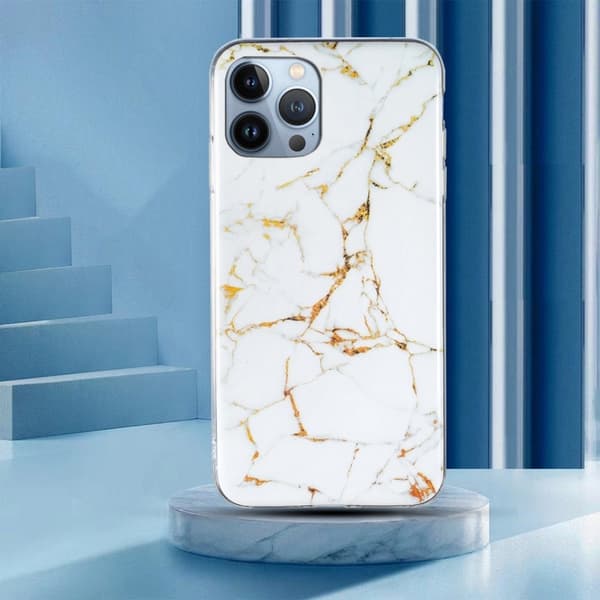 Marble iPhone 13 Pro Max Etui - Hvit White