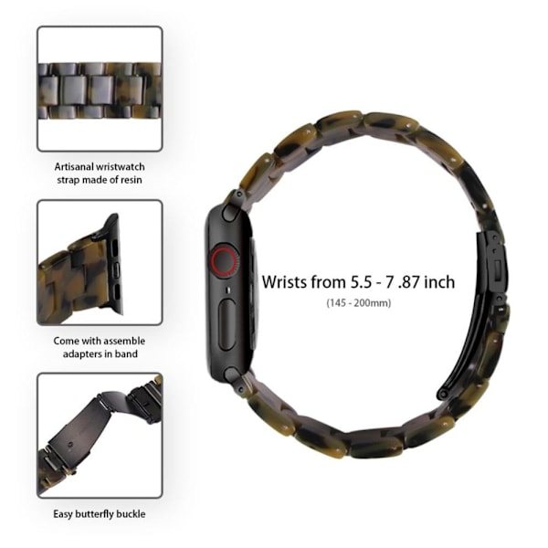 Apple Watch SE 2022 (40mm) klockarmband med 3 pärlor i resin och genomskinligt hölje - Matt Armégrön Grön