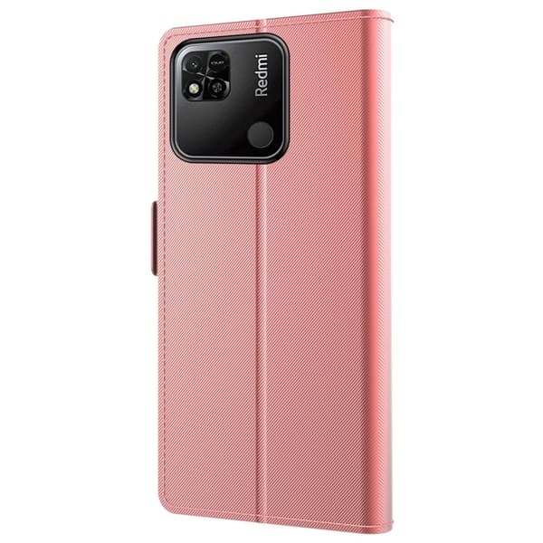 Phone Etui med Make-up Mirror og Slick Design til Xiaomi Redmi 10C - Rose Gull Pink