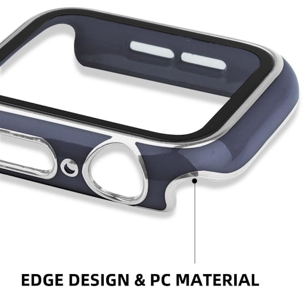 Apple Watch SE 2022 (44mm) suojakuori ja silikonisuojus karkaistulla lasilla - Sininen / Hopea Blue
