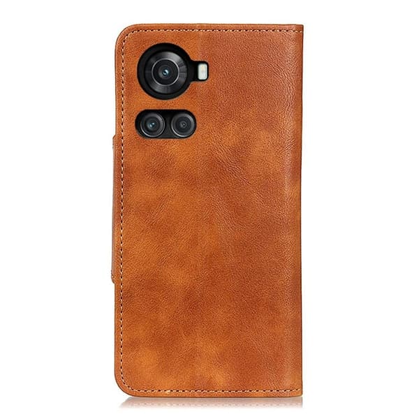 Alpha OnePlus 10R / OnePlus Ace flip etui i lær - Brun Brown