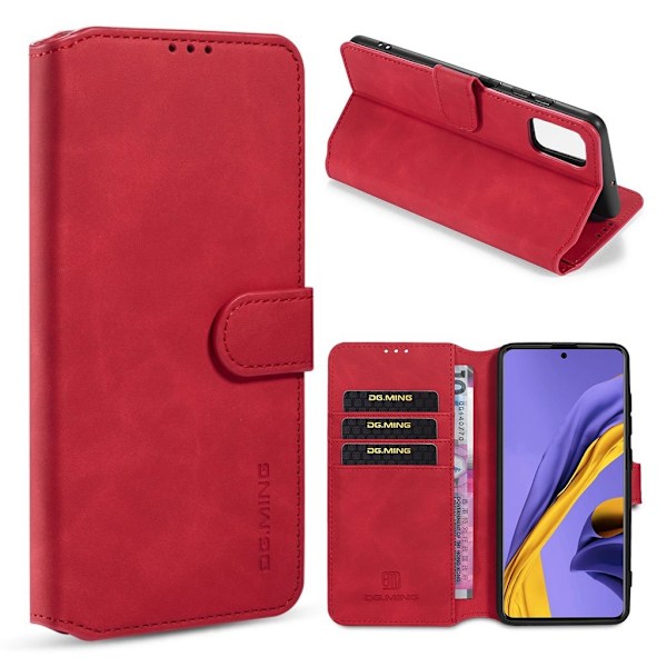DG.MING Samsung Galaxy A51 Retro kotelot - Punainen Red