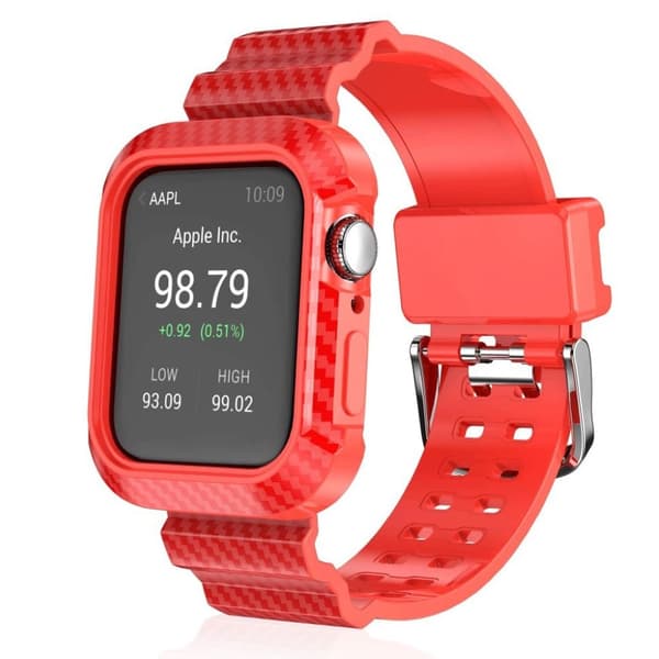 Apple Watch Series 4 44mm Carbon fiber robust Urrem - Rød Red