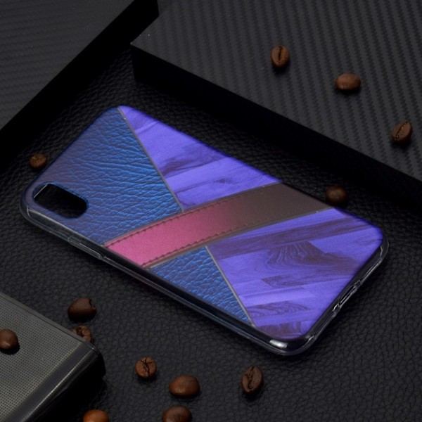 iPhone Xr soft case med marmormønster - Mørkeblå Blue