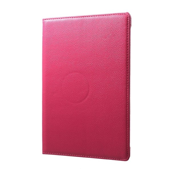 Huawei MediaPad M5 Lite 360 graders litchi läderfodral - Rosenröd Rosa