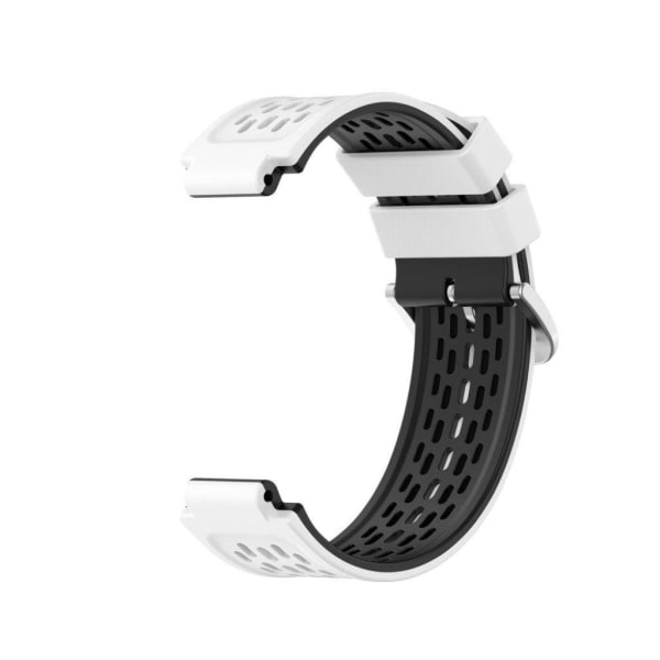 24mm dual-layer silicone watch band for Garmin Forerunner device - White / Black Vit