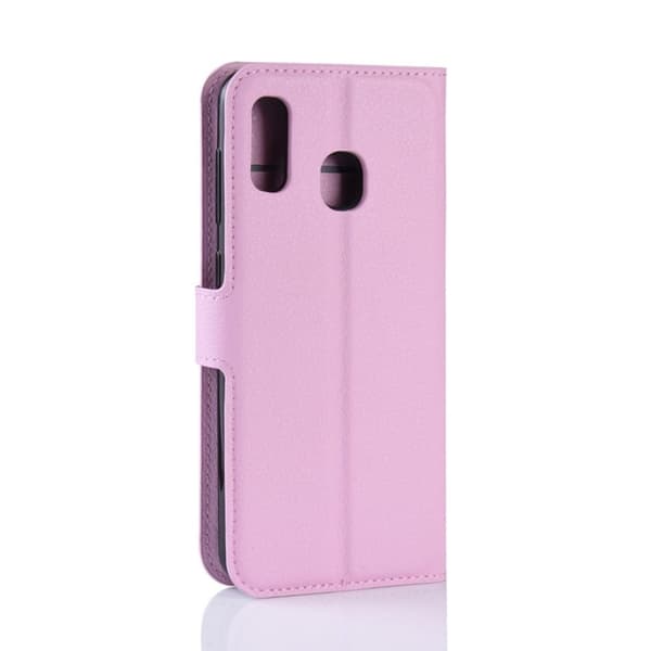 Samsung Galaxy A40 Litchi Læretui - Rosa Pink