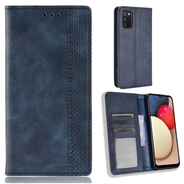 Bofink Vintage läder Samsung Galaxy A03s fodral - Blå Blå