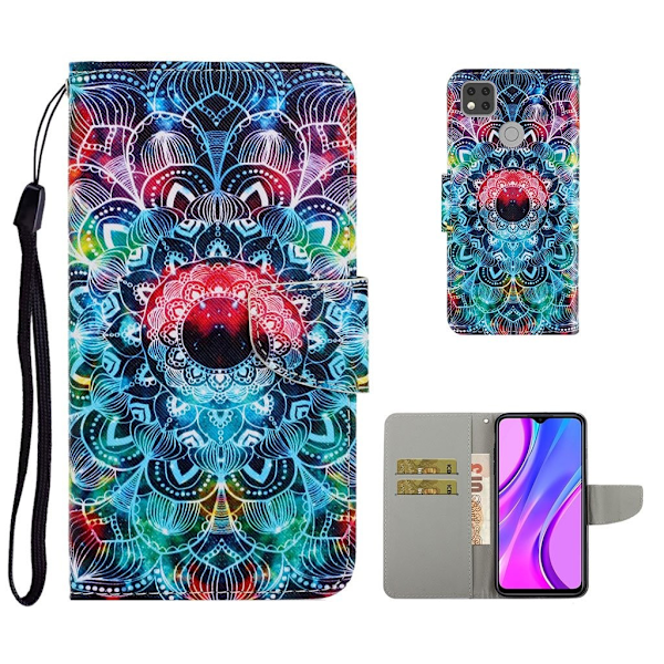Wonderland Xiaomi Redmi 9C Flippetui - Mandala Blomst Multicolor