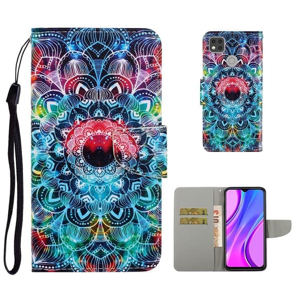 Wonderland Xiaomi Redmi 9C Läppäkotelo - Mandala Flower Multicolor