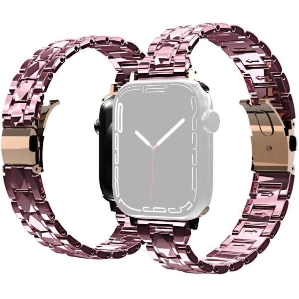 Apple Watch Series 8 (45mm) akryyli kolminkertainen helmikelloranneke - Pinkki Pink