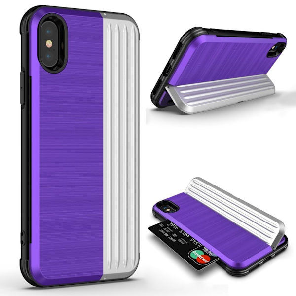 ANGIBABE iPhone Xs Max dual layer kickstand hybrid case - Lilla / Sølv Multicolor