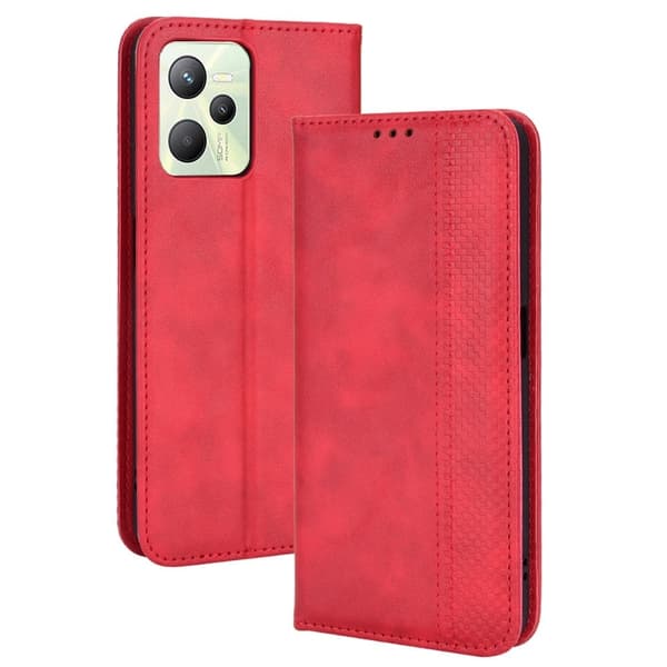 Bofink Vintage Realme C35 lærveske - Rød Red