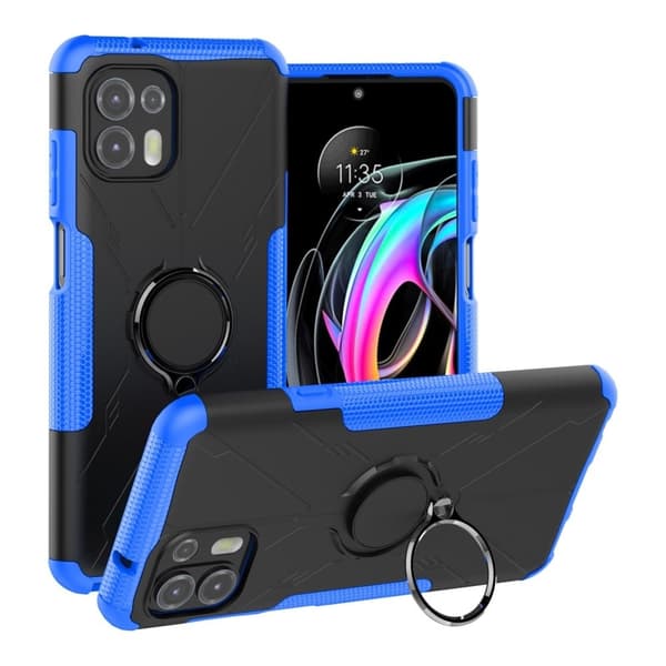 Kickstand-deksel med magnetisk ark for Motorola Edge 20 Lite - Blå Blue