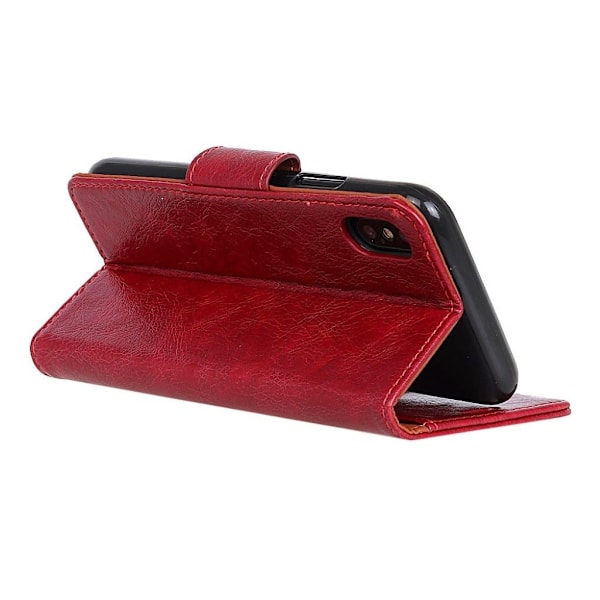 iPhone XR mobilfodral delad läder silikon stående plånbok - Röd Röd