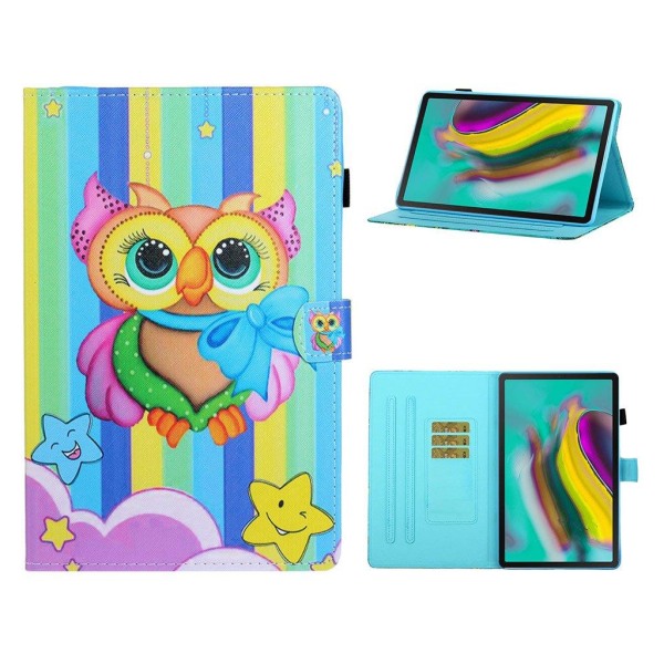 Samsung Galaxy Tab S5e cool pattern leather flip case - Owl multifärg