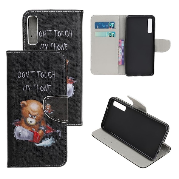 Wonderland Samsung Galaxy A70 etui - Brun Bjørn og Advarende Ord Multicolor