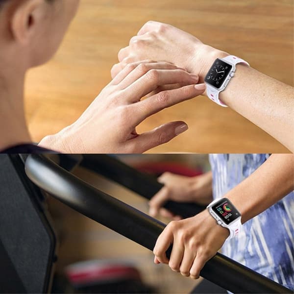 Apple Watch (45 mm) klockarmband i tvåfärgad silikon - Vit / Rosa Vit