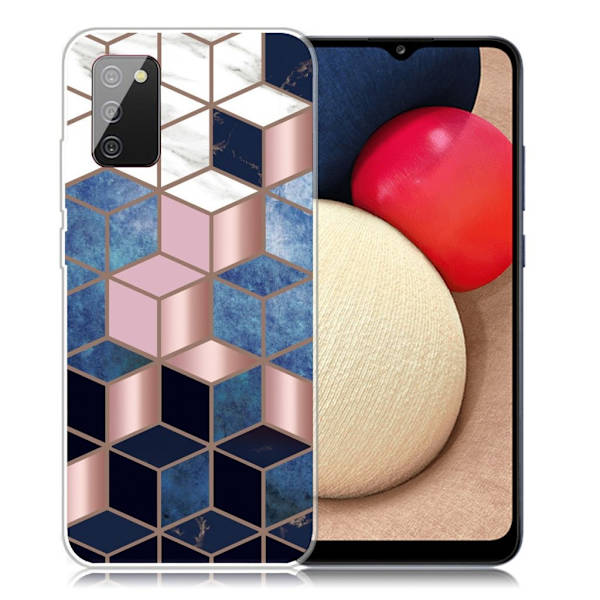 Marble Samsung Galaxy A02s Etui - Blå / Gull Terning Multicolor