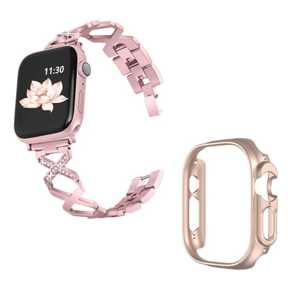 Apple Watch Ultra rhinestone décor stainless steel watch strap w Rosa